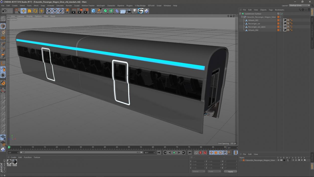3D model Futuristic Passenger Wagon Silver 2