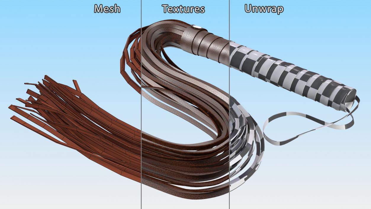 3D Folded Short Whip Brown Leather