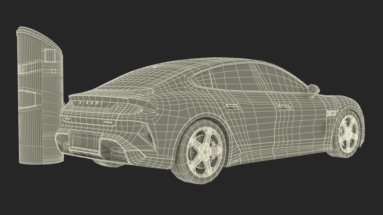 3D Electric Car Charging Station and Xiaomi Mineral Grey model