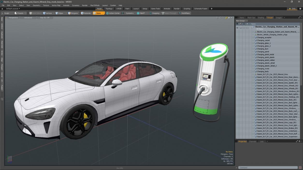 3D Electric Car Charging Station and Xiaomi Mineral Grey model