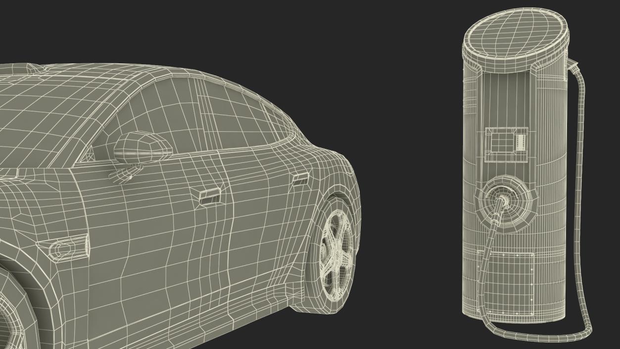 3D Electric Car Charging Station and Xiaomi Mineral Grey model