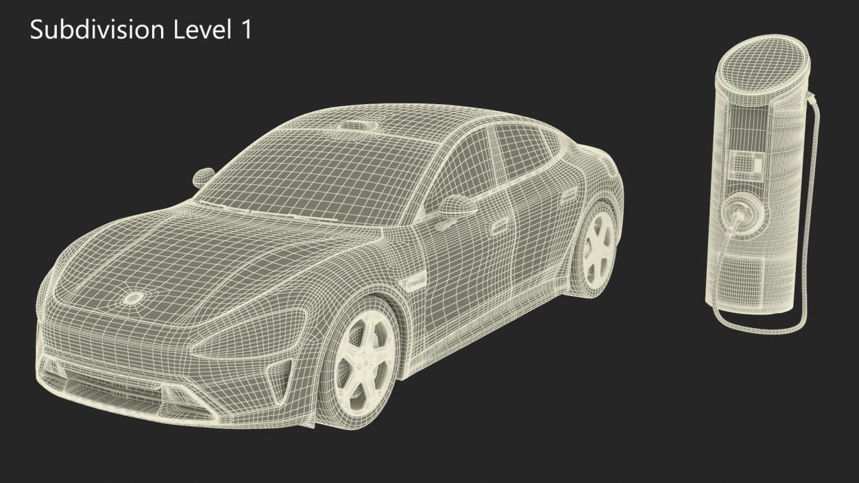 3D Electric Car Charging Station and Xiaomi Mineral Grey model