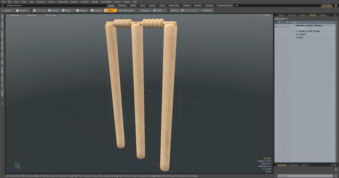 3D Wooden Cricket Stumps