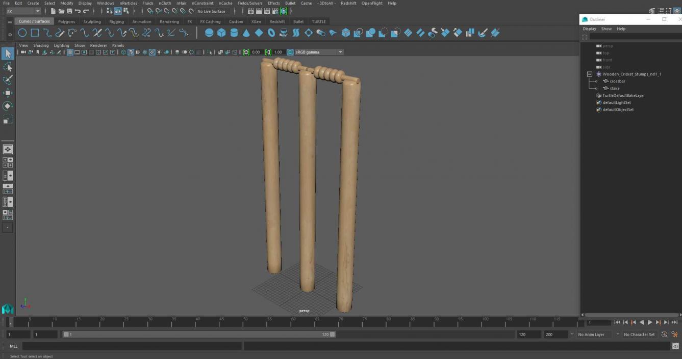 3D Wooden Cricket Stumps