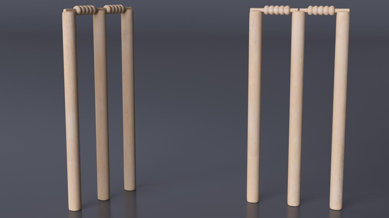 3D Wooden Cricket Stumps