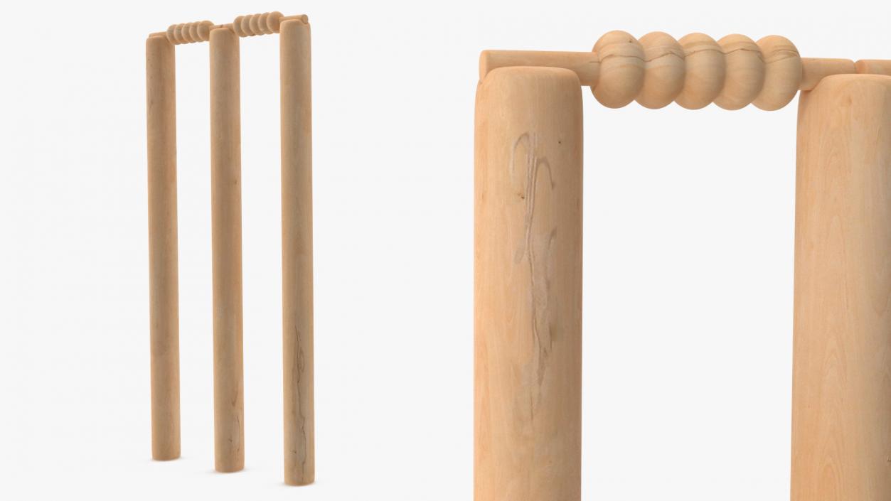 3D Wooden Cricket Stumps