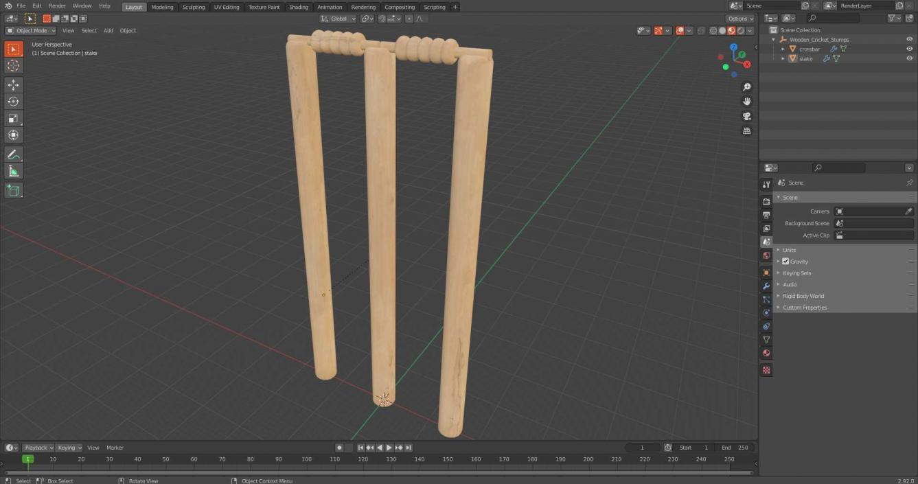 3D Wooden Cricket Stumps