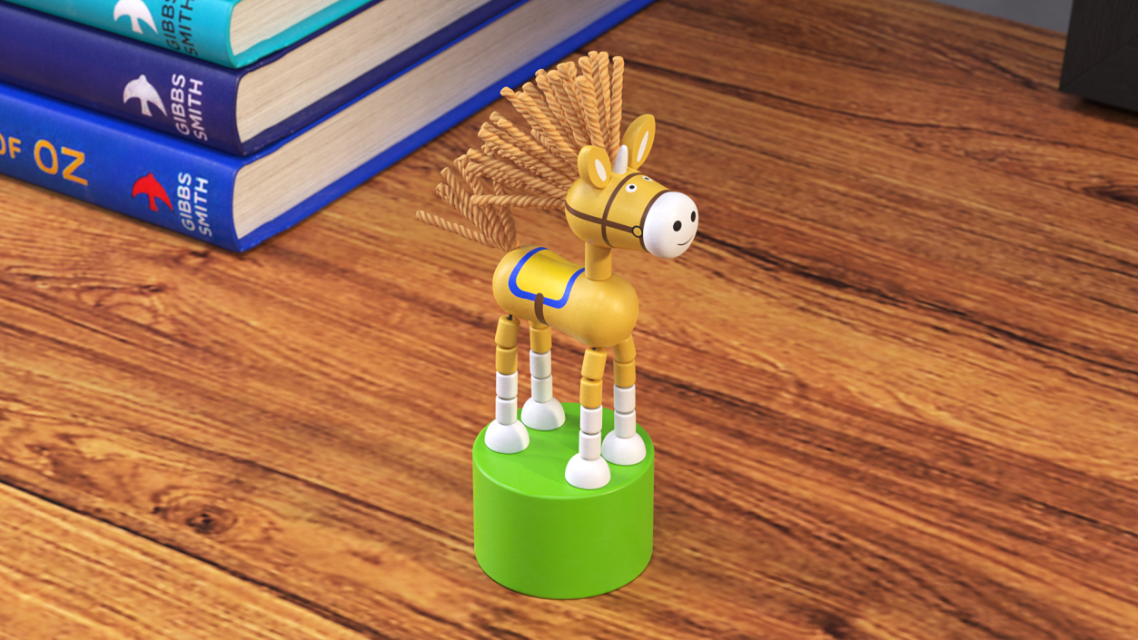 3D model Yellow Unicorn Push Puppet Toy