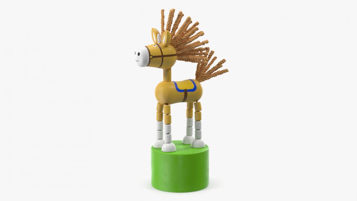 3D model Yellow Unicorn Push Puppet Toy