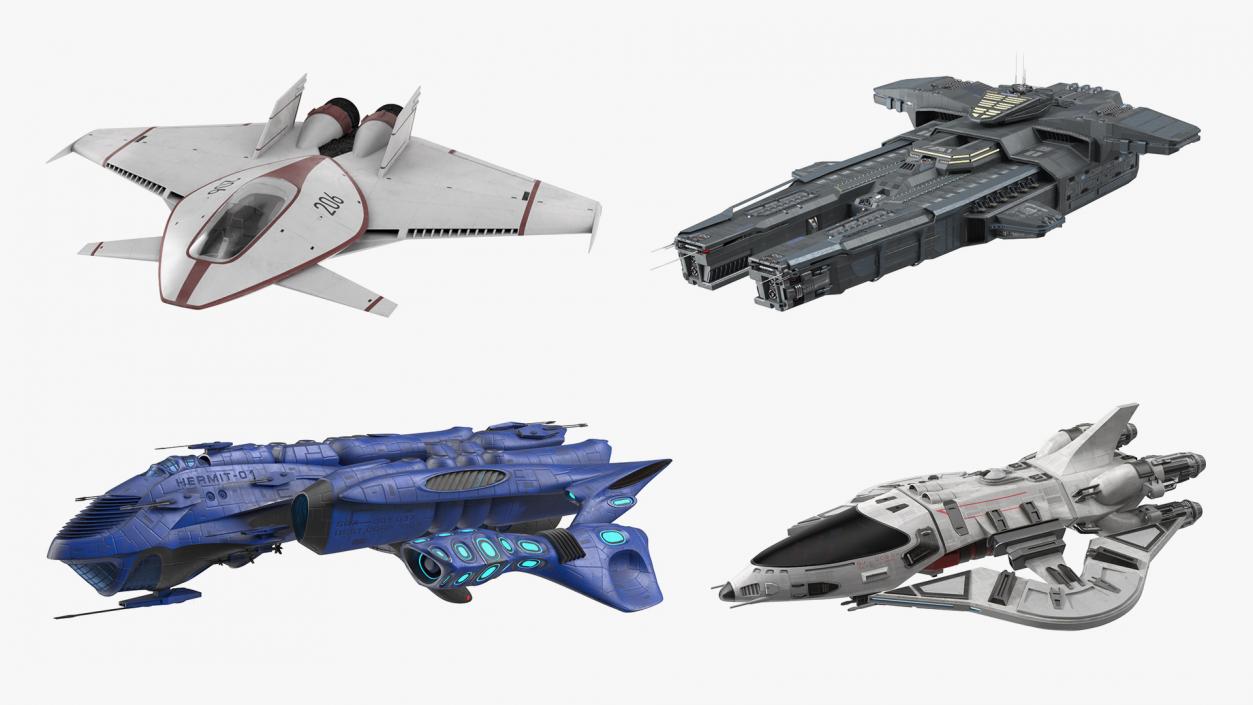 Futuristic Spaceships Collection 2 3D model