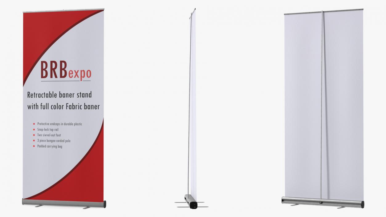 3D Retractable Banner Stand with Fabric Banner model