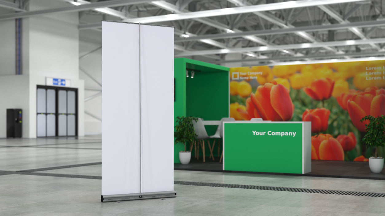 3D Retractable Banner Stand with Fabric Banner model