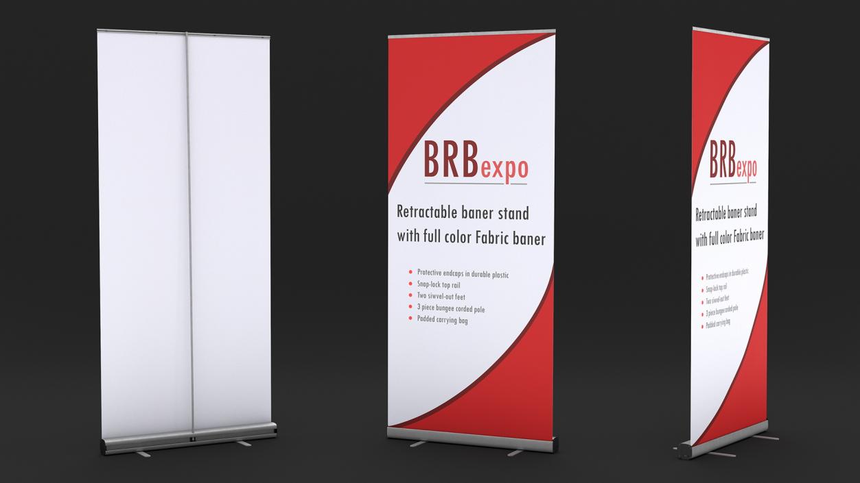 3D Retractable Banner Stand with Fabric Banner model