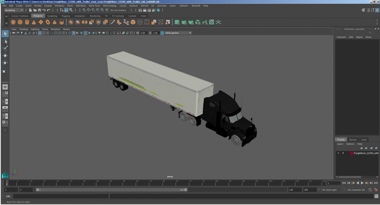 3D Freightliner 122SD with Trailer