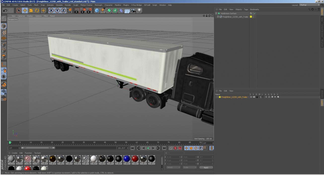 3D Freightliner 122SD with Trailer