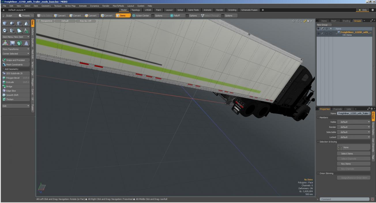 3D Freightliner 122SD with Trailer