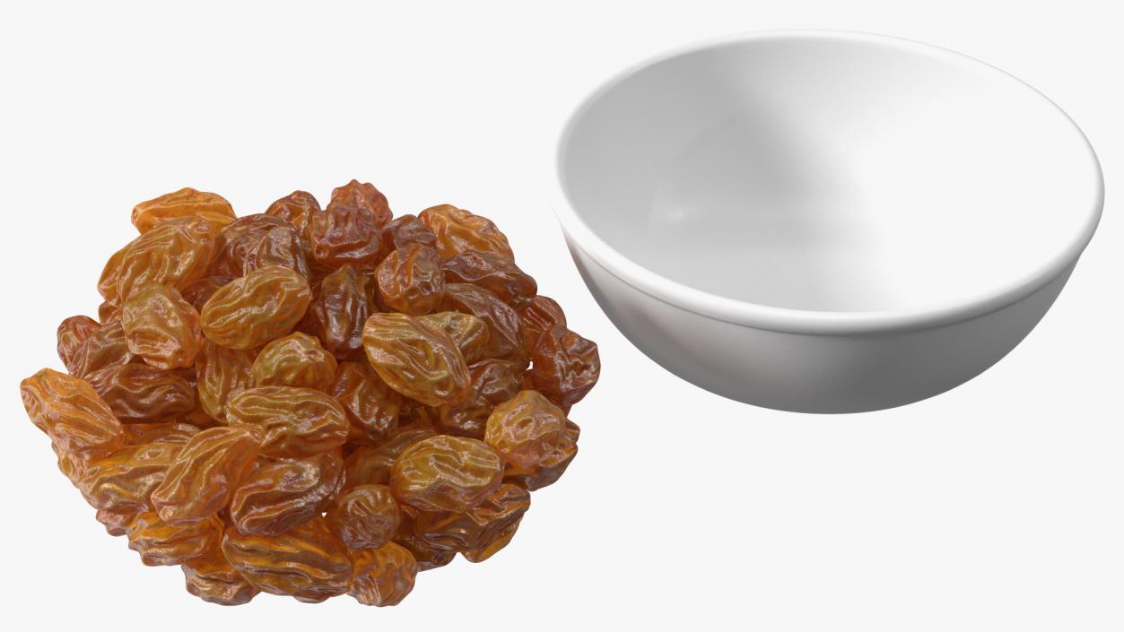 Full Bowl of Brown Sultanas 3D