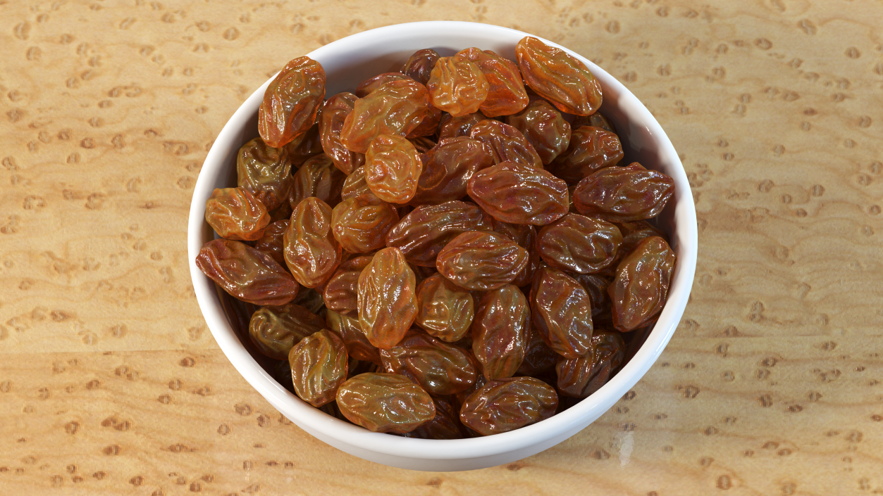 Full Bowl of Brown Sultanas 3D