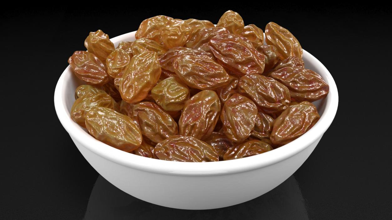 Full Bowl of Brown Sultanas 3D