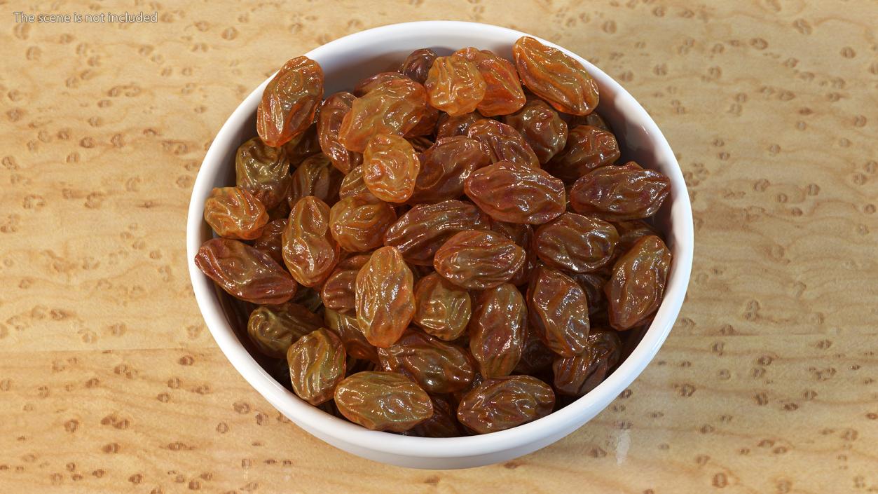 Full Bowl of Brown Sultanas 3D