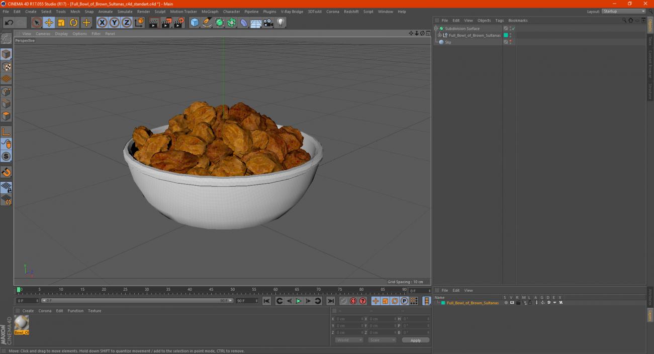 Full Bowl of Brown Sultanas 3D