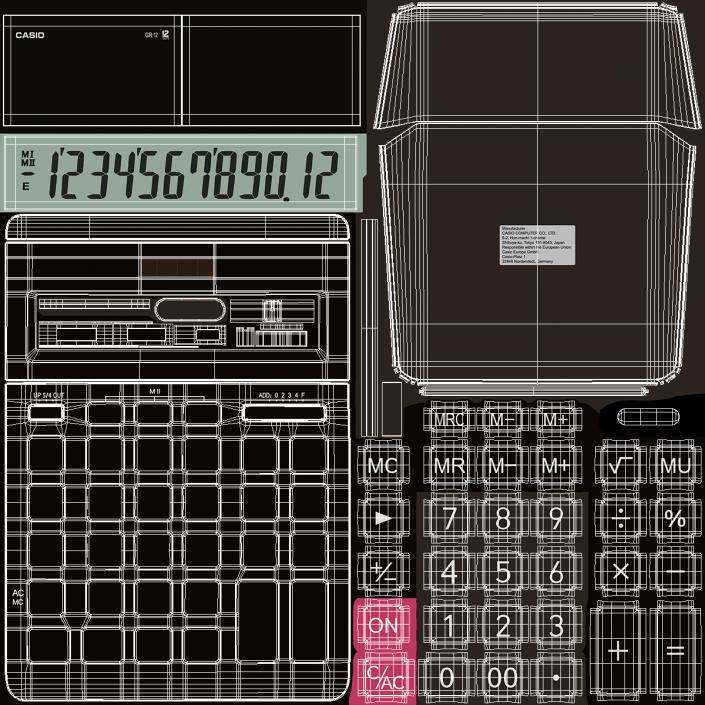 Casio GR-12 Calculator 3D