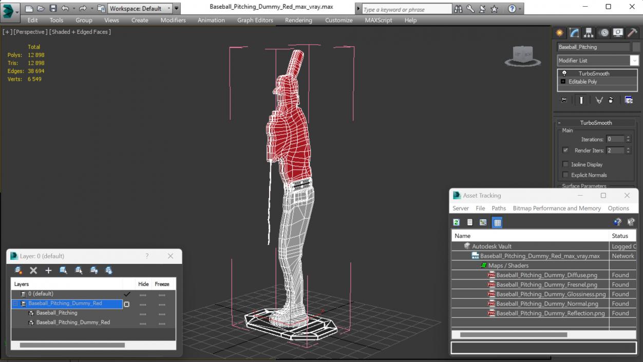 Baseball Pitching Dummy Red 3D