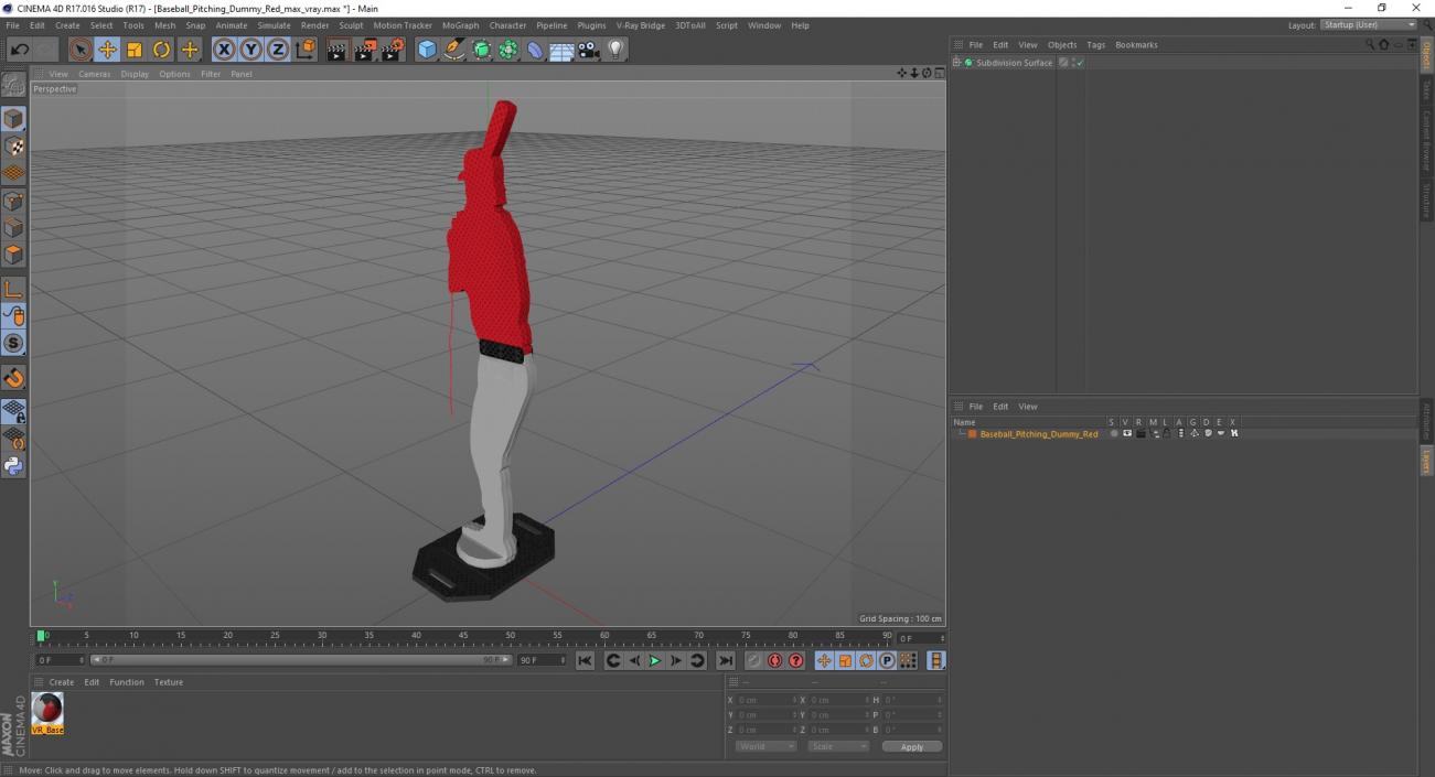 Baseball Pitching Dummy Red 3D