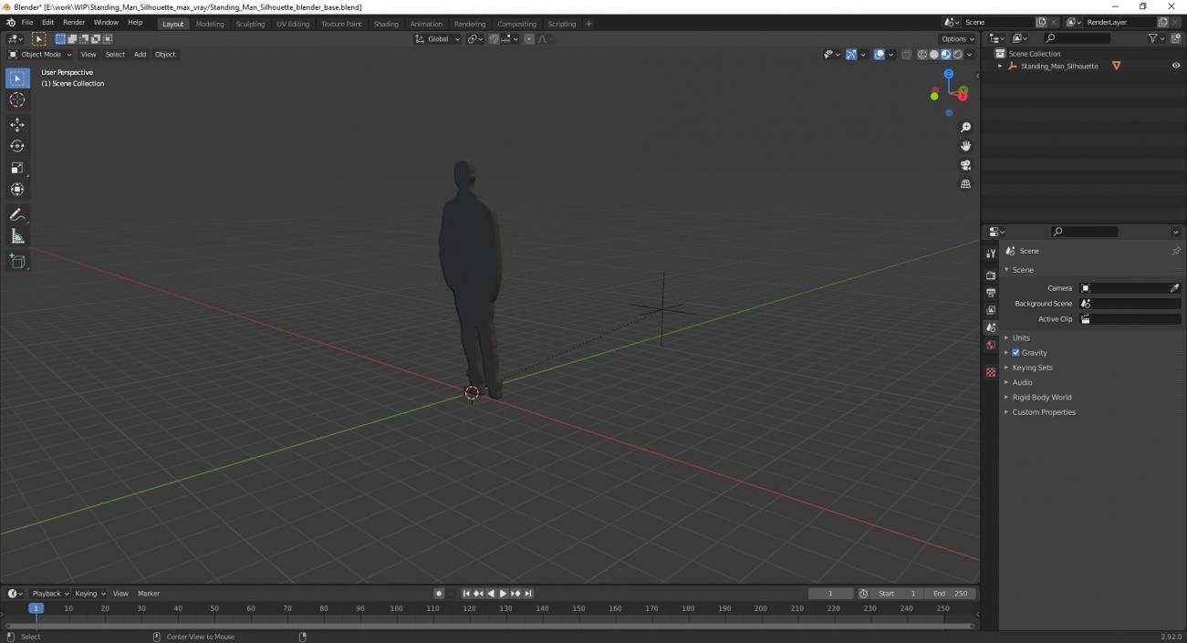 3D model Standing Man Silhouette 2