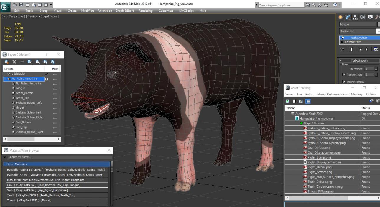 3D model Hampshire Pig Piglet