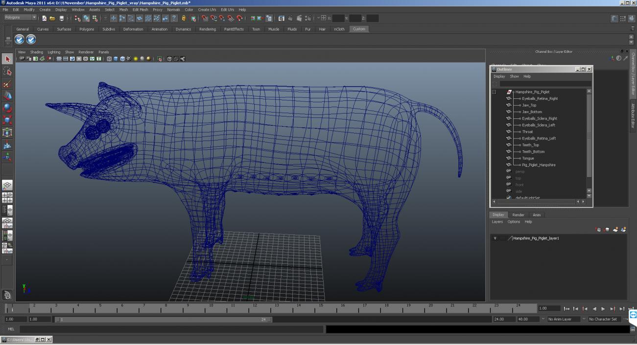 3D model Hampshire Pig Piglet