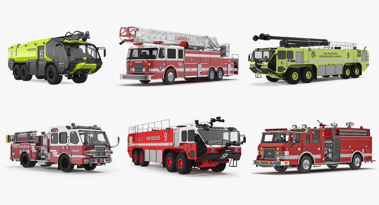 Fire Trucks Collection 5 3D model