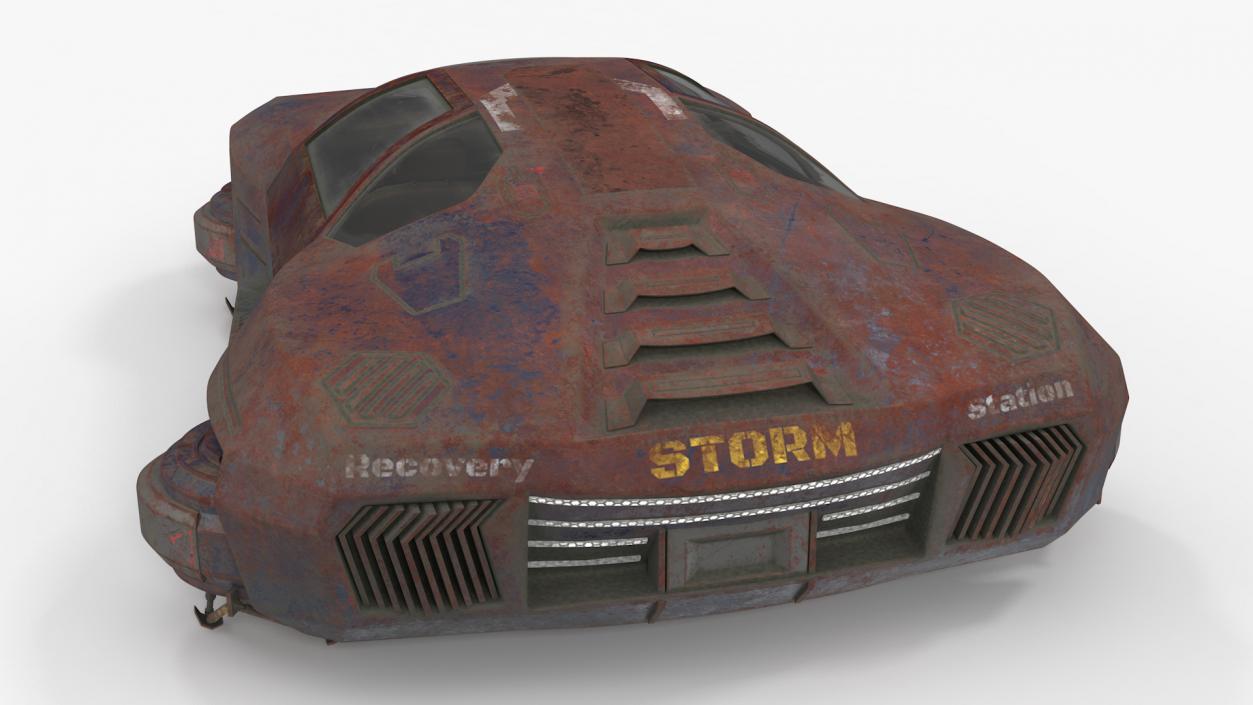 3D Rusty Hover Car Simple Interior