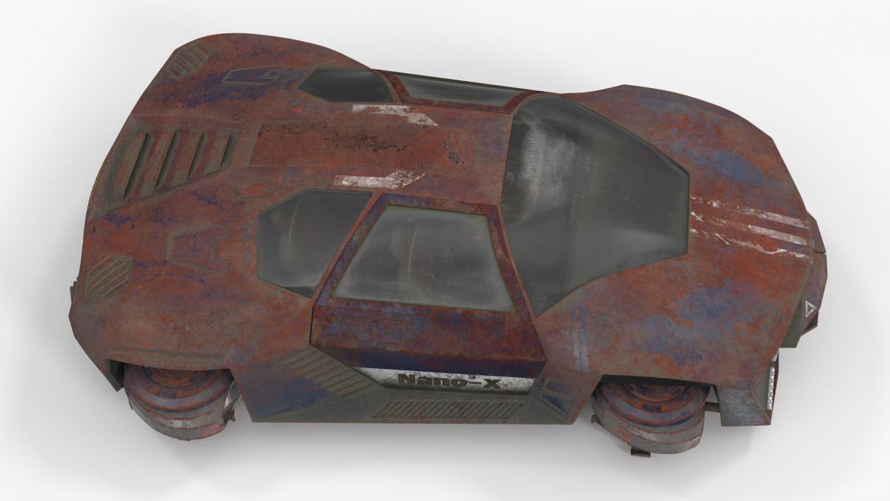 3D Rusty Hover Car Simple Interior