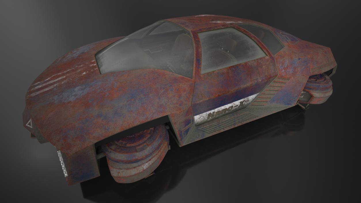 3D Rusty Hover Car Simple Interior