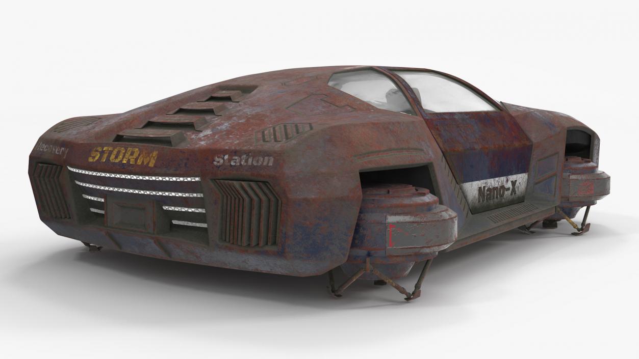 3D Rusty Hover Car Simple Interior