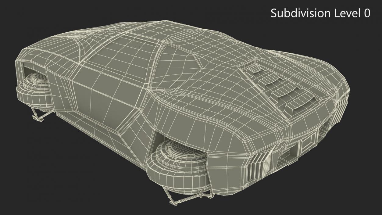 3D Rusty Hover Car Simple Interior