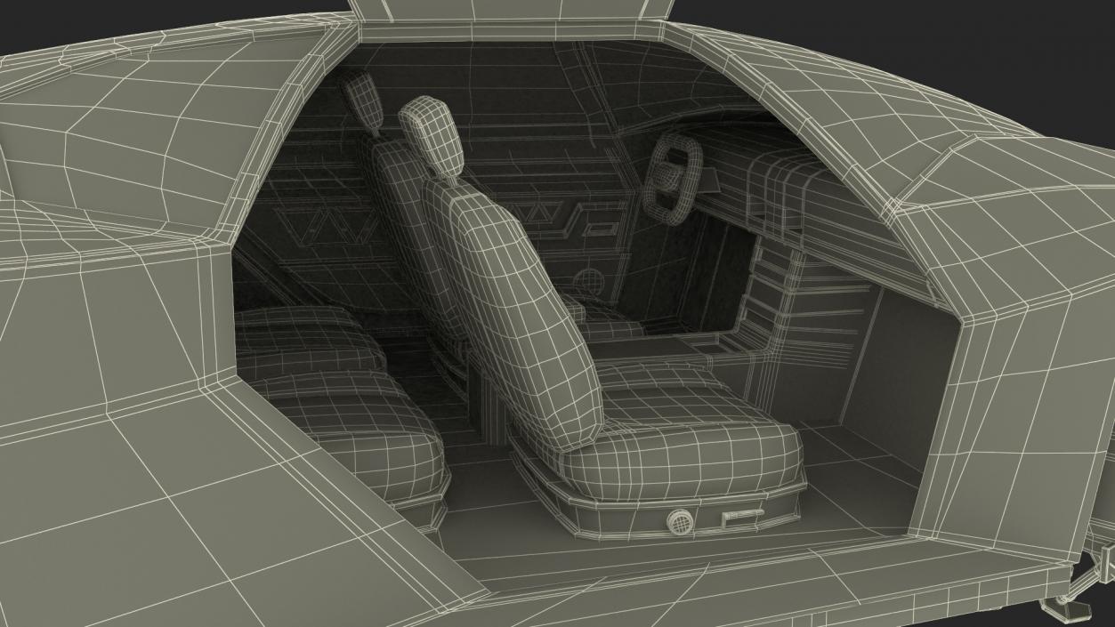 3D Rusty Hover Car Simple Interior