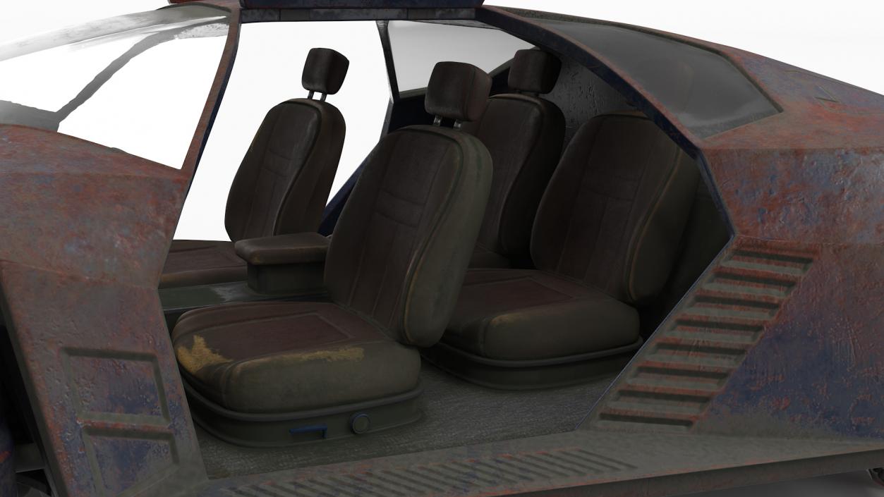 3D Rusty Hover Car Simple Interior