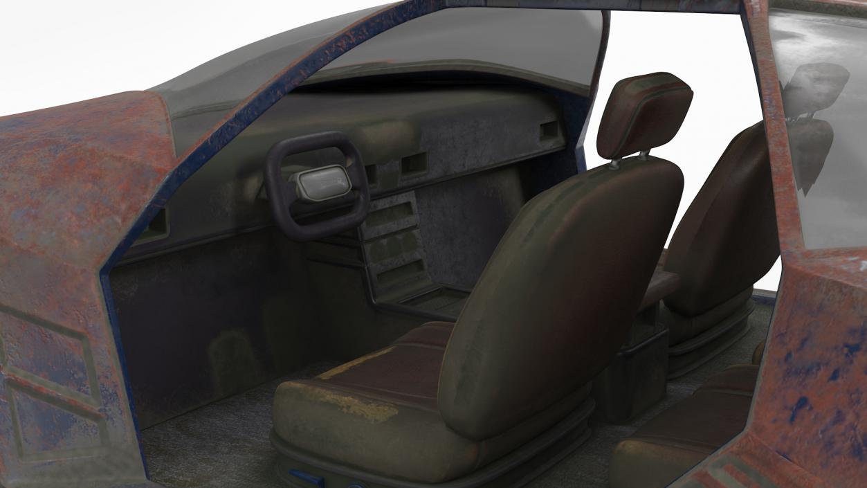 3D Rusty Hover Car Simple Interior