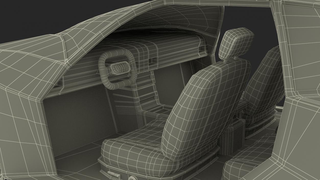 3D Rusty Hover Car Simple Interior