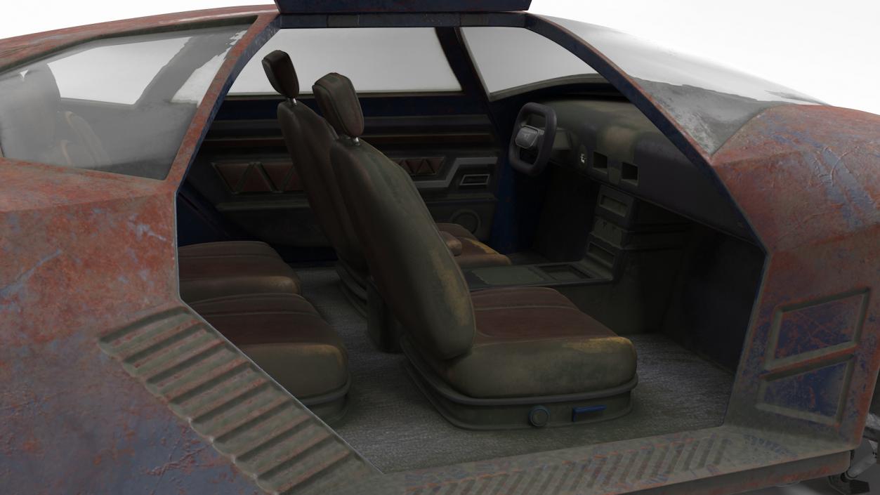 3D Rusty Hover Car Simple Interior