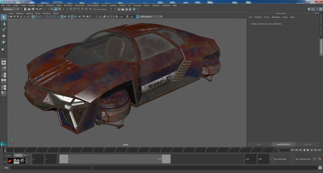 3D Rusty Hover Car Simple Interior