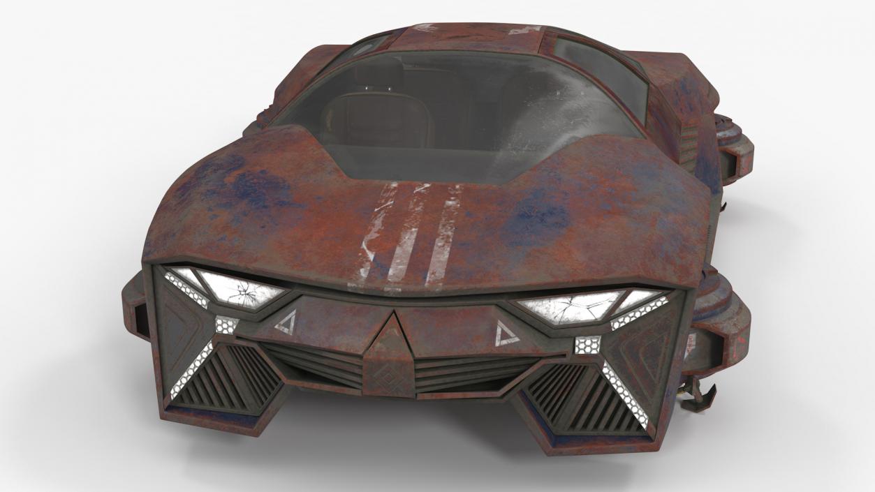 3D Rusty Hover Car Simple Interior