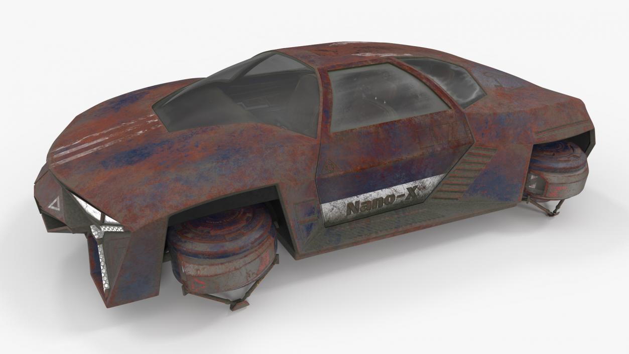 3D Rusty Hover Car Simple Interior