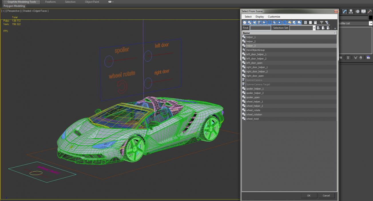 3D Lamborghini Centenario Roadster 2017 Rigged model