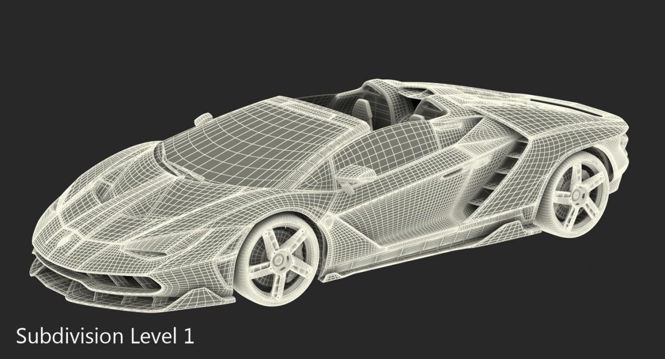 3D Lamborghini Centenario Roadster 2017 Rigged model