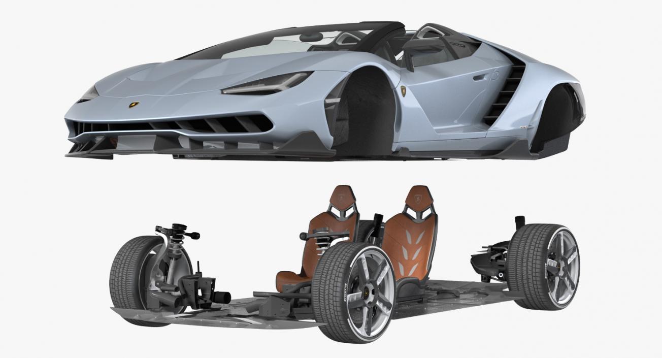 3D Lamborghini Centenario Roadster 2017 Rigged model