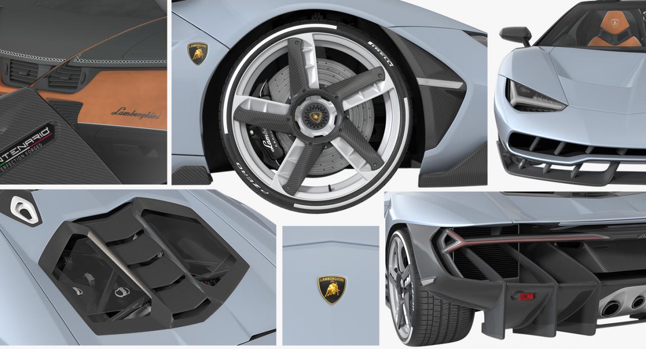 3D Lamborghini Centenario Roadster 2017 Rigged model