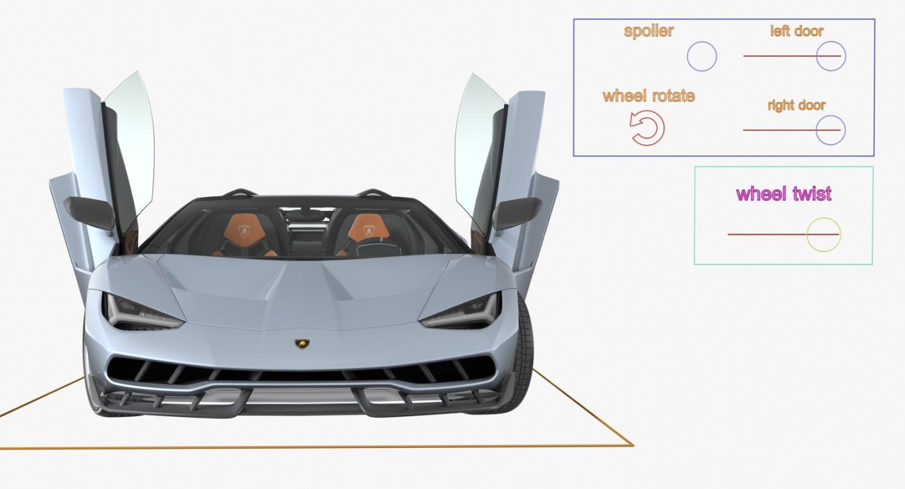 3D Lamborghini Centenario Roadster 2017 Rigged model